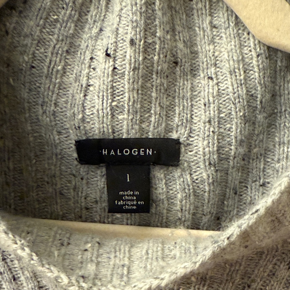Halogen Ribbed Gray Turtleneck Sweater - Picture 2 of 6